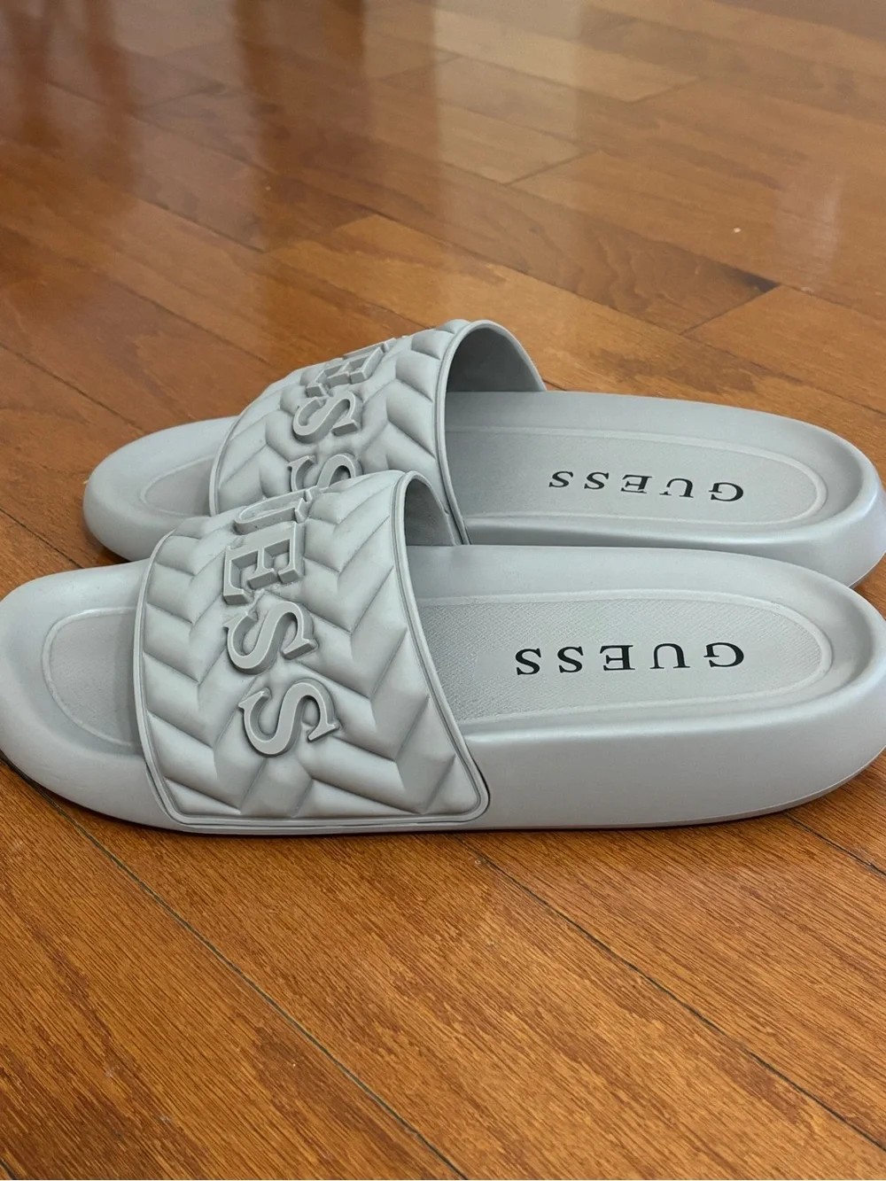 GUESS Men's Moliano Slide Sandals in Taupe Gray